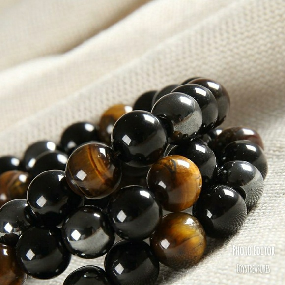 🎇SOLD OUT  Tiger Eye,Hematite & Obsidian bracelet - Picture 5 of 6